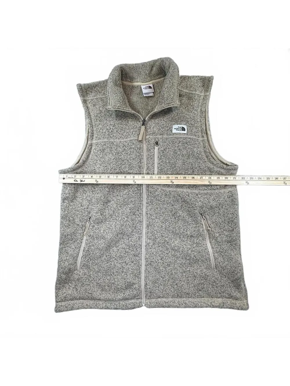 The North Face Gordon Lyons Fleece Vest Kelp/Heather Tan Full Zip Size Large